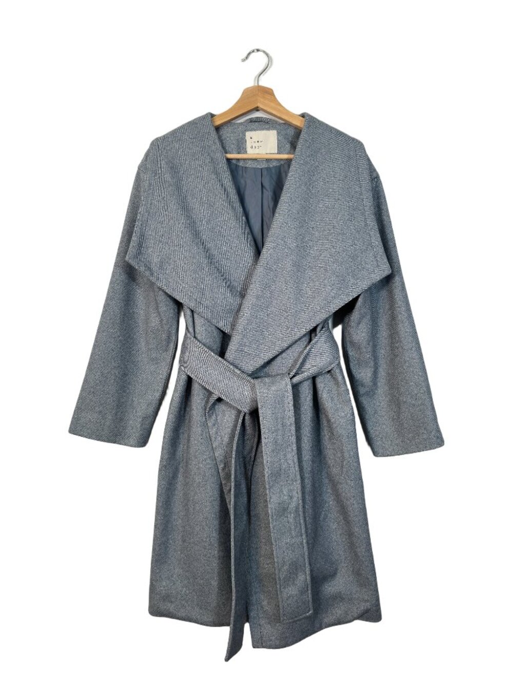 Women's Belted Wrap Coat Size S Minimalist Classic Old Money Fall Career Preppy